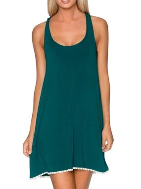 Sunsets Star Gazer Jade Teal Green Cover-up Dress - Size L